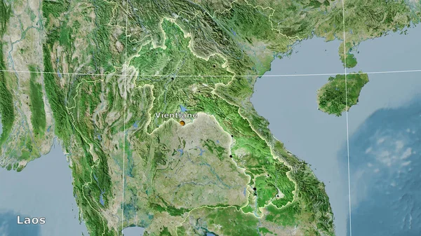 Laosz Területe Műholdas Térképen Sztereográfiai Vetítés Összetétele — Stock Fotó