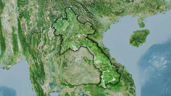 Área Laos Mapa Satélite Projeção Estereográfica Composição Bruta Camadas Raster — Fotografia de Stock