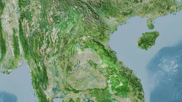 Obszar Laosu Mapie Satelitarnej Projekcji Stereograficznej Surowa Kompozycja Warstw Rastrowych — Zdjęcie stockowe
