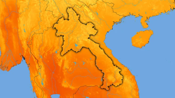 Área Laos Mapa Anual Temperatura Proyección Estereográfica Composición Cruda Capas — Foto de Stock