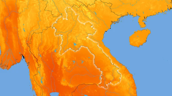 Powierzchnia Laosu Rocznej Mapie Temperatury Projekcji Stereograficznej Surowa Kompozycja Warstw — Zdjęcie stockowe