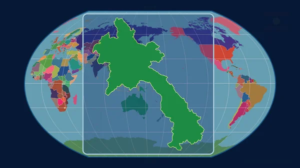 Точки Зору Лаосу Лаос Окреслює Перспективні Лінії Проти Глобальної Карти — стокове фото