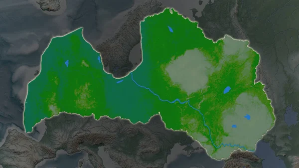 Lettonia Zona Allargata Brillava Uno Sfondo Scuro Dei Suoi Dintorni — Foto Stock