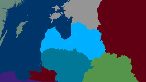 Lettland Område Kartan Över Administrativa Indelningar Den Stereografiska Projektionen Råa — Stockfoto