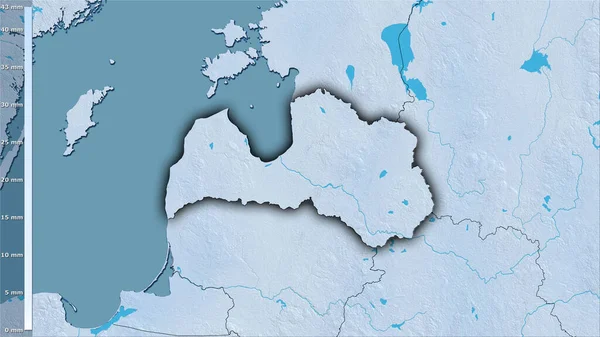 Niederschlag Des Trockensten Monats Raum Lettland Der Stereographischen Projektion Mit — Stockfoto