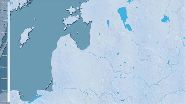Neerslag Van Droogste Maand Het Gebied Rond Letland Stereografische Projectie — Stockfoto