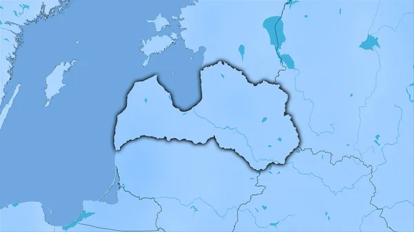 地形図における年間降水量マップ上のラトビア領域 暗い輝く輪郭を持つラスター層の生の組成 — ストック写真