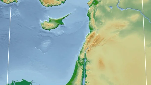 Libanon Szomszédság Távoli Perspektíva Ország Körvonalaival Színes Fizikai Térkép — Stock Fotó