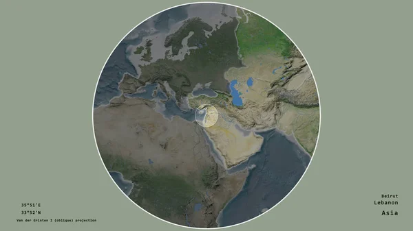 Zone Liban Marquée Cercle Sur Carte Grande Échelle Continent Isolé — Photo