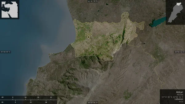 Akkar Gouvernorat Liban Imagerie Satellite Forme Présentée Contre Zone Pays — Photo