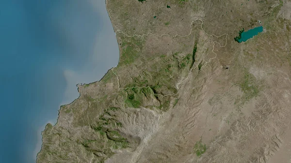 アクカル レバノンの知事 衛星画像 形状は その国の領域に対して概説 3Dレンダリング — ストック写真