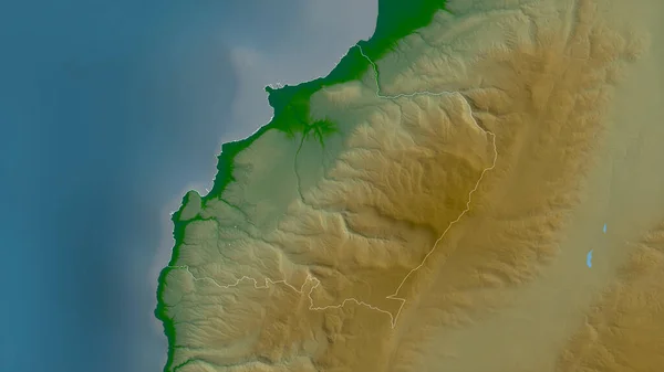Nord Guvernementet Libanon Fargede Skyggedata Med Innsjøer Elver Formen Skissert – stockfoto