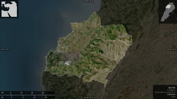 Nord Gouvernorat Liban Imagerie Satellite Forme Présentée Contre Zone Pays — Photo