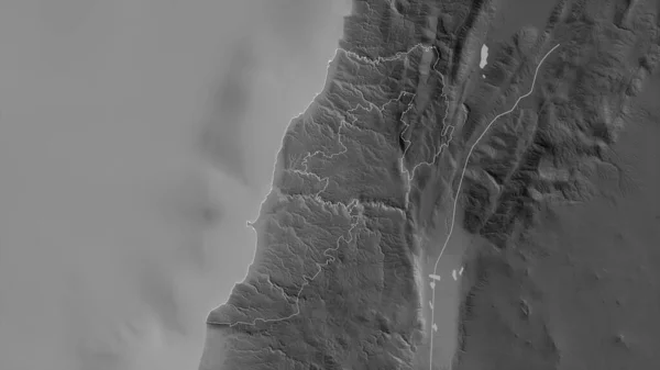 レバノンの知事 湖や川とグレースケールの地図 形状は その国の領域に対して概説 3Dレンダリング — ストック写真