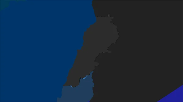 Area Libanese Sulla Mappa Delle Divisioni Amministrative Nella Proiezione Stereografica — Foto Stock