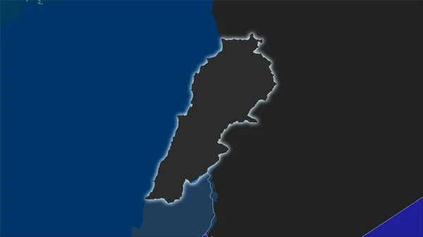 行政区划地图上的黎巴嫩地区立体投影 具有明亮轮廓的栅格层的原始组成 — 图库照片