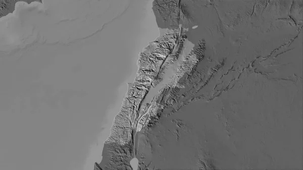 立体投影の二階の標高マップ上のレバノンエリア ラスター層の生の組成 — ストック写真