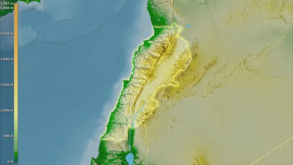 Mappa Fisica All Interno Dell Area Libanese Nella Proiezione Stereografica — Foto Stock