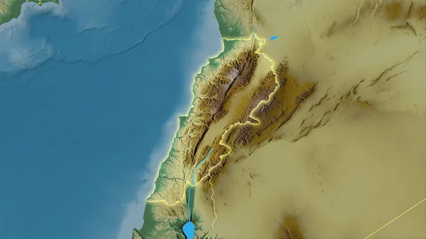 Zona Del Líbano Mapa Topográfico Relieve Proyección Estereográfica Composición Cruda — Foto de Stock
