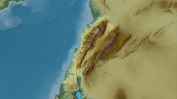 Obszar Libanu Topograficznej Mapie Reliefu Projekcji Stereograficznej Surowy Skład Warstw — Zdjęcie stockowe