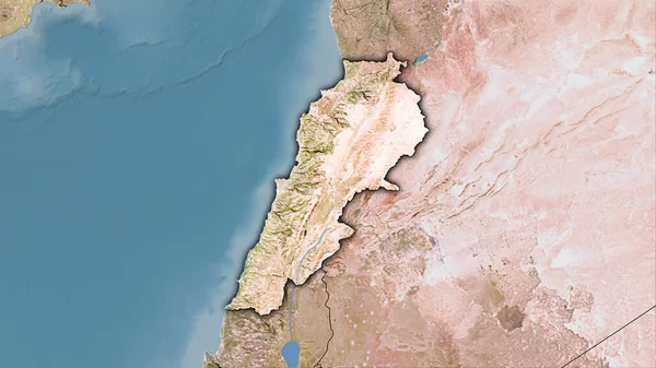 Libanon Område Satellitkarta Stereografisk Projektion Sammansättning Raster Lager Med Mörk — Stockfoto