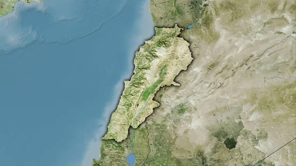 Líbano Área Mapa Satélite Projeção Estereográfica Composição Bruta Camadas Raster — Fotografia de Stock