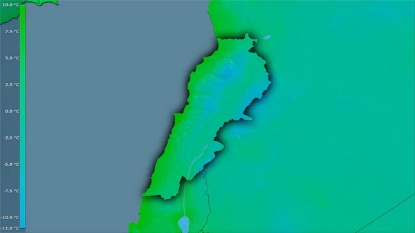 Température Minimale Mois Froid Dans Région Liban Dans Projection Stéréographique — Photo