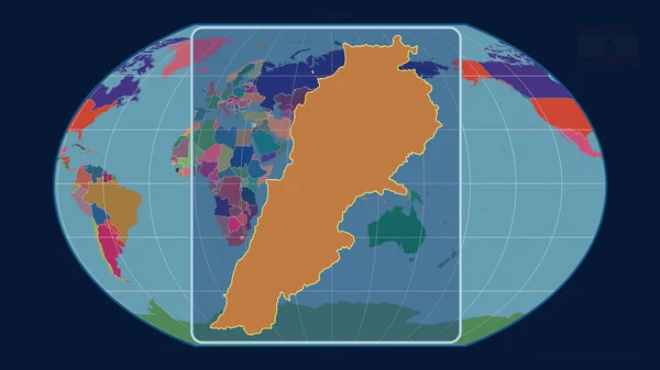 Přiblížený Pohled Libanonský Obrys Perspektivními Liniemi Proti Globální Mapě Projekci — Stock fotografie