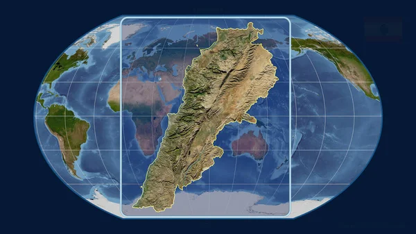 Kavrayskiy Projekció Globális Térképével Összevetve Libanonra Fókuszálva Vázolja Fel Perspektívákat — Stock Fotó