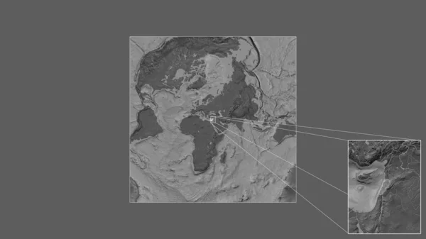 Expanded Enlarged Area Lebanon Extracted Large Scale Map World Leading — Stock Photo, Image