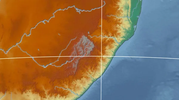 Lesotho Neighborhood Distant Perspective Outline Topographic Relief Map — Stock Photo, Image