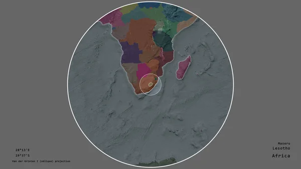 Zone Lesotho Marquée Cercle Sur Carte Grande Échelle Continent Isolé — Photo