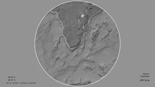 Région Lesotho Est Centrée Dans Cercle Entourant Son Continent Sur — Photo