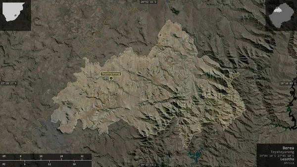 Berea District Lesotho Imagerie Satellite Forme Présentée Contre Zone Pays — Photo