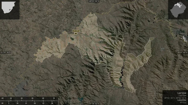 Лерібе Район Лесото Супутникові Знімки Форма Представлена Проти Своєї Країни — стокове фото
