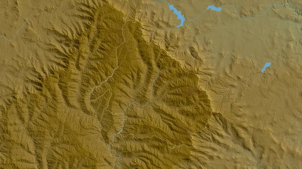 Mokhotlong District Lesotho Colored Shader Data Lakes Rivers Shape Outlined — Stock Photo, Image