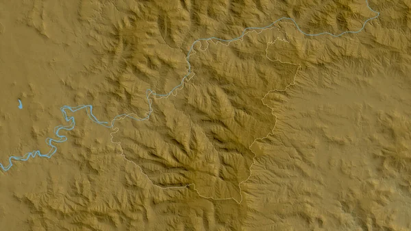 Quthing Distrito Lesotho Datos Sombreado Colores Con Lagos Ríos Forma — Foto de Stock