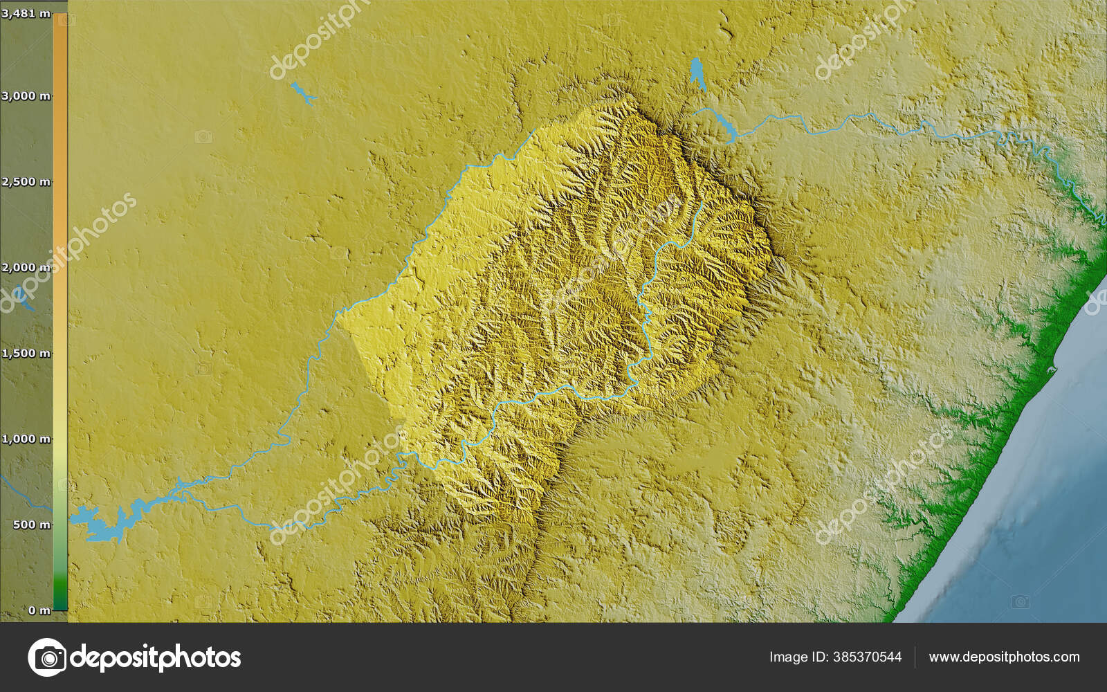 Physical Map Lesotho Area Stereographic Projection Legend Raw Depositphotos 385370544 Stock Photo Physical Map Lesotho Area Stereographic