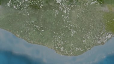 Maryland, Liberya Bölgesi. Uydu görüntüleri. Ülke alanına göre şekillendirilmiş. 3B görüntüleme