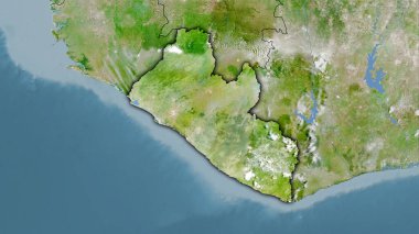 Uydudaki Liberya bölgesi stereografik projeksiyondaki bir harita - koyu parlak çizgili raster tabakalarının ham bileşimi