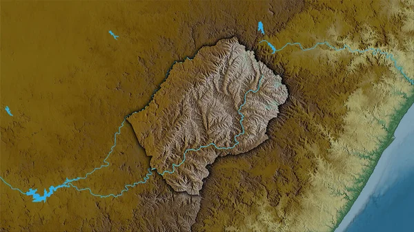 Zone Lesotho Sur Carte Topographique Relief Dans Projection Stéréographique Composition — Photo
