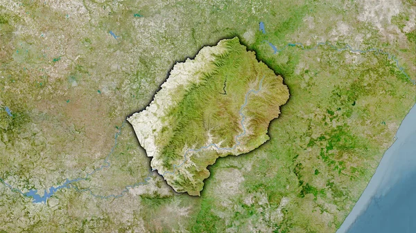 Lesotho Område Satelliten Karta Stereografisk Projektion Sammansättning Raster Lager Med — Stockfoto