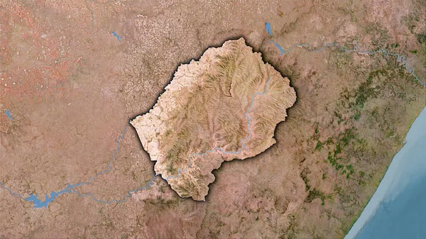 Lesotho Area Satellite Map Stereographic Projection Raw Composition Raster Layers — Stock Photo, Image