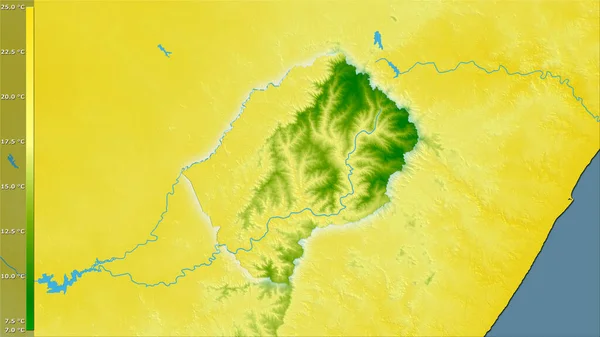 Medeltemperatur Varmaste Kvarteren Inom Lesotho Området Stereografisk Projektion Med Legend — Stockfoto