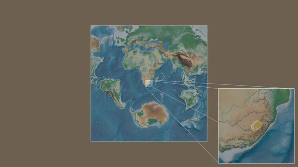 Area Estesa Ampliata Del Lesotho Estratta Dalla Mappa Larga Scala — Foto Stock
