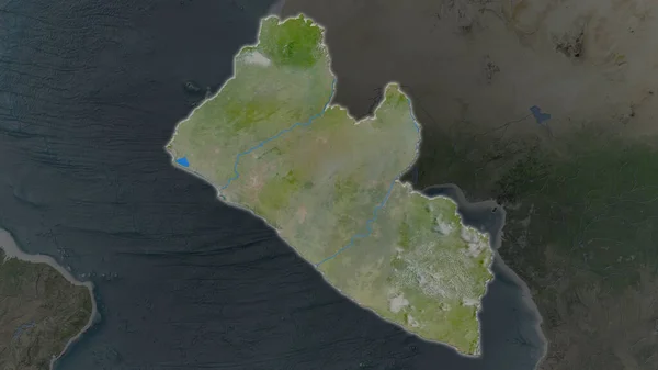 Територія Ліберії Збільшувалася Світилася Темному Тлі Свого Оточення Супутникові Зображення — стокове фото