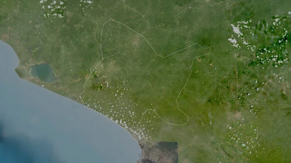 Боми Графство Либерия Спутниковые Снимки Форма Очерченная Против Территории Рендеринг — стоковое фото