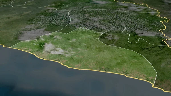 グランド クリュ リベリアの郡が拡大し 強調した 衛星画像 3Dレンダリング — ストック写真
