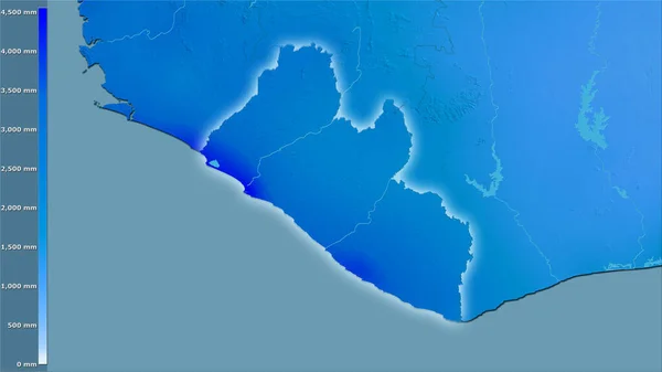 Precipitación Anual Dentro Del Área Liberia Proyección Estereográfica Con Leyenda —  Fotos de Stock