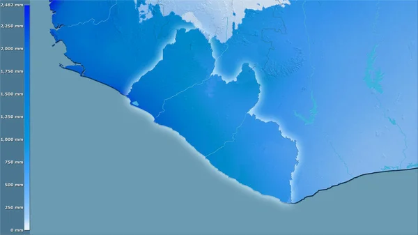 Précipitations Des Quartiers Les Froids Région Libéria Dans Projection Stéréographique — Photo